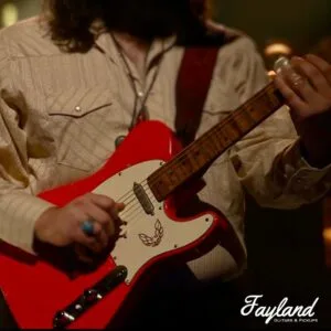 Zach Rishel of The Red Clay strays playing his custom Fayland T-Style guitar on The Tonight Show by Jimmy Fallon.